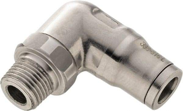 Legris - 10mm Outside Diam, 3/8 BSPT, Stainless Steel Push-to-Connect Male Elbow - 290 Max psi, Tube to Male BSPT Connection, FKM O-Ring - Industrial Tool & Supply