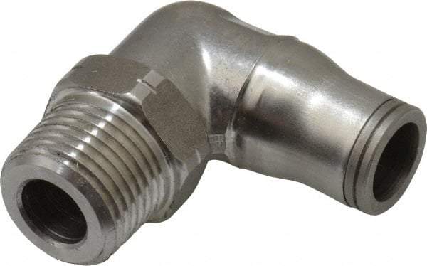 Legris - 3/8" Outside Diam, 3/8 NPT, Stainless Steel Push-to-Connect Male Elbow - 435 Max psi, Tube to Male NPT Connection, FKM O-Ring - Industrial Tool & Supply