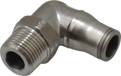 Legris - 3/8" Outside Diam, 3/8 NPT, Stainless Steel Push-to-Connect Male Elbow - 435 Max psi, Tube to Male NPT Connection, FKM O-Ring - Industrial Tool & Supply