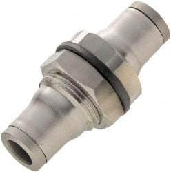 Legris - 1/2" Outside Diam, Stainless Steel Push-to-Connect Bulkhead Union - 435 Max psi, Tube to Tube Connection, FKM O-Ring - Industrial Tool & Supply