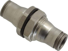 Legris - 3/8" Outside Diam, Stainless Steel Push-to-Connect Bulkhead Union - 435 Max psi, FKM O-Ring, Tube to Tube - Industrial Tool & Supply