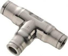 Legris - 1/4" Outside Diam, Stainless Steel Push-to-Connect Union Tee - 435 Max psi, Tube to Tube Connection, FKM O-Ring - Industrial Tool & Supply