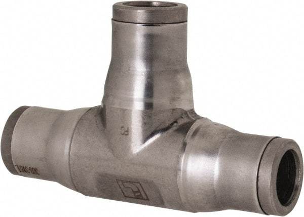 Legris - 3/8" Outside Diam, Stainless Steel Push-to-Connect Union Tee - 435 Max psi, Tube to Tube Connection, FKM O-Ring - Industrial Tool & Supply