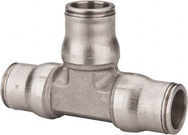Legris - 1/2" Outside Diam, Stainless Steel Push-to-Connect Union Tee - 435 Max psi, Tube to Tube Connection, FKM O-Ring - Industrial Tool & Supply