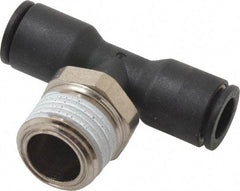 Legris - 5/16" OD, 3/8 NPT, Nylon/Nickel Plated Brass Push-to-Connect Male Branch Tee - 290 Max psi - Industrial Tool & Supply