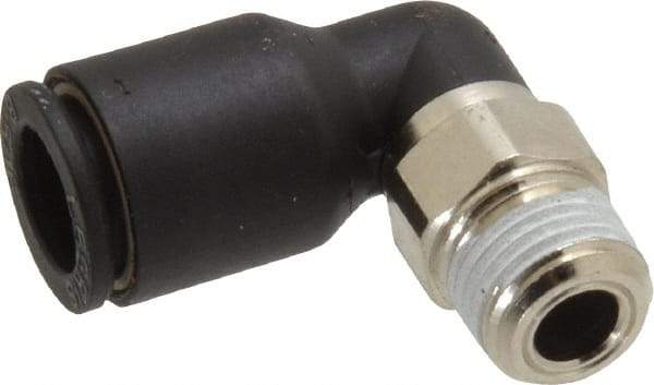Legris - 5/16" OD, 1/8 NPT, Nylon/Nickel Plated Brass Push-to-Connect Male Elbow - 290 Max psi - Industrial Tool & Supply