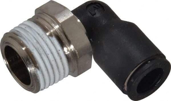 Legris - 5/16" OD, 3/8 NPT, Nylon/Nickel Plated Brass Push-to-Connect Male Elbow - 290 Max psi - Industrial Tool & Supply