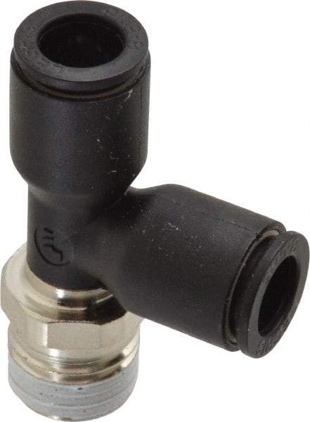 Legris - 5/16" OD, 1/4 NPT, Nylon/Nickel Plated Brass Push-to-Connect Male Run Tee - 290 Max psi - Industrial Tool & Supply