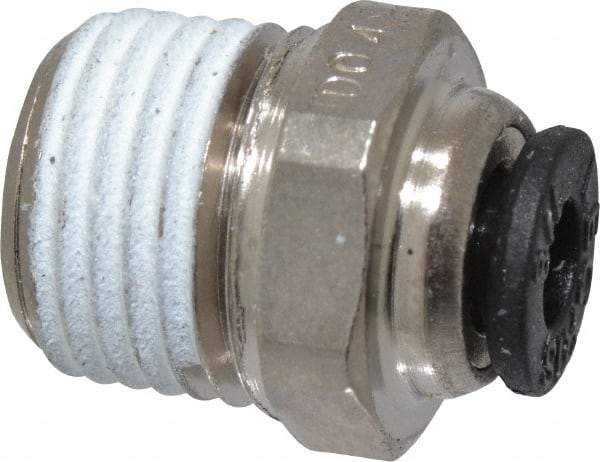 Legris - 3/16" Outside Diam, 1/8 NPT, Nickel Plated Brass Push-to-Connect Tube Male Connector - 290 Max psi, Tube to Male NPT Connection - Industrial Tool & Supply