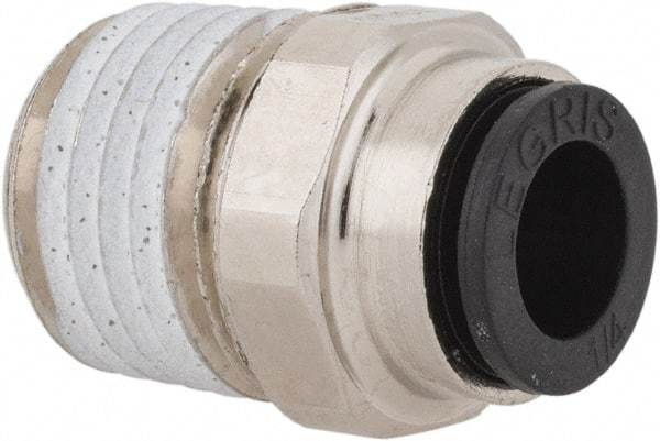 Legris - 1/4" Outside Diam, 1/4 NPT, Nickel Plated Brass Push-to-Connect Tube Male Connector - 290 Max psi - Industrial Tool & Supply