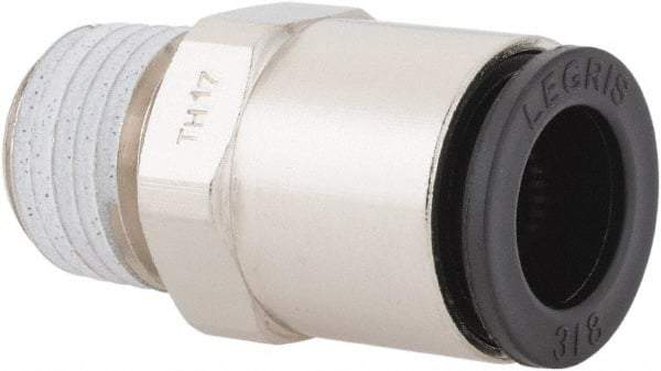 Legris - 3/8" Outside Diam, 1/4 NPT, Nickel Plated Brass Push-to-Connect Tube Male Connector - 290 Max psi - Industrial Tool & Supply