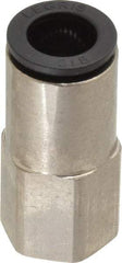 Legris - 3/8" Outside Diam, 1/4 NPT, Nickel Plated Brass Push-to-Connect Tube Female Connector - 290 Max psi - Industrial Tool & Supply