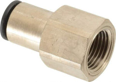 Legris - 3/8" Outside Diam, 3/8 NPT, Nickel Plated Brass Push-to-Connect Tube Female Connector - 290 Max psi - Industrial Tool & Supply