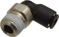 Legris - 1/8" OD, 1/8 NPT, Nylon/Nickel Plated Brass Push-to-Connect Male Elbow - 290 Max psi - Industrial Tool & Supply