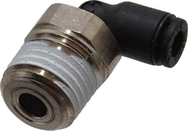 Legris - 5/32" OD, 1/4 NPT, Nylon/Nickel Plated Brass Push-to-Connect Male Elbow - 290 Max psi - Industrial Tool & Supply