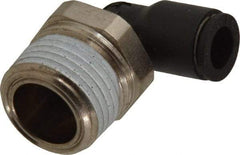 Legris - 1/4" OD, 3/8 NPT, Nylon/Nickel Plated Brass Push-to-Connect Male Elbow - 290 Max psi - Industrial Tool & Supply