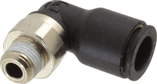 Legris - 3/8" OD, 1/8 NPT, Nylon/Nickel Plated Brass Push-to-Connect Male Elbow - 290 Max psi - Industrial Tool & Supply