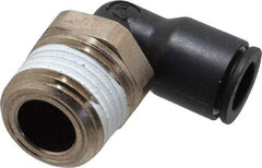 Legris - 1/2" OD, 1/4 NPT, Nylon/Nickel Plated Brass Push-to-Connect Male Elbow - 290 Max psi - Industrial Tool & Supply