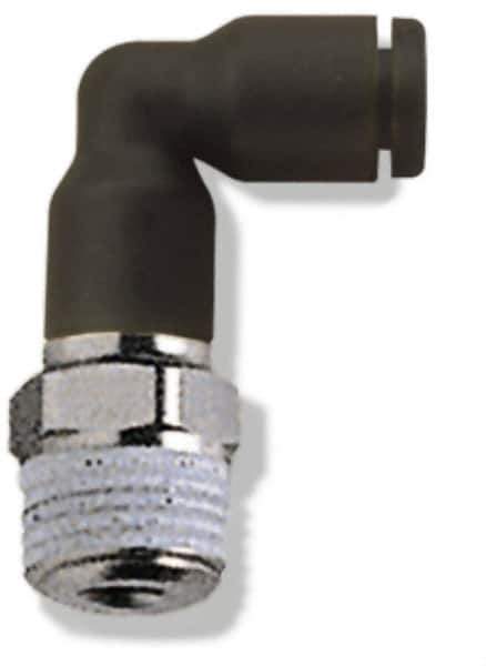 Legris - 5/32" OD, 1/4 NPT, Nylon/Nickel Plated Brass Push-to-Connect Extended Male Elbow - 290 Max psi - Industrial Tool & Supply