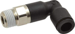 Legris - 1/4" OD, 1/8 NPT, Nylon/Nickel Plated Brass Push-to-Connect Extended Male Elbow - 290 Max psi - Industrial Tool & Supply