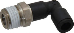 Legris - 1/4" OD, 1/4 NPT, Nylon/Nickel Plated Brass Push-to-Connect Extended Male Elbow - 290 Max psi - Industrial Tool & Supply
