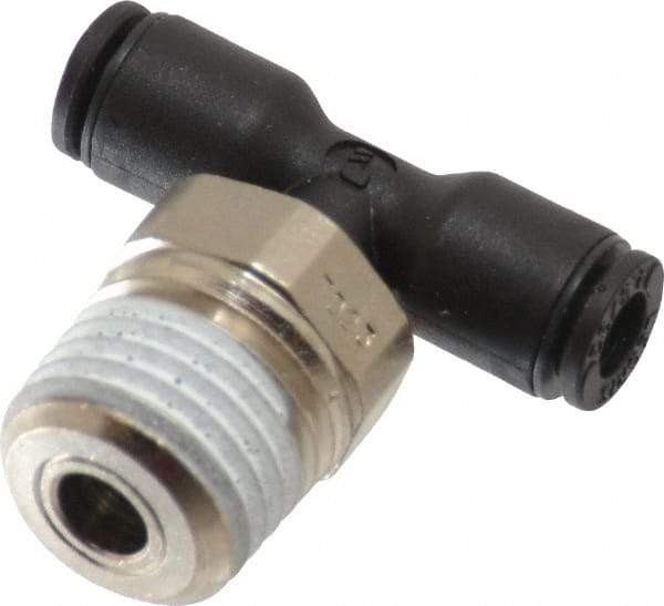 Legris - 5/32" OD, 1/4 NPT, Nylon/Nickel Plated Brass Push-to-Connect Male Branch Tee - 290 Max psi - Industrial Tool & Supply