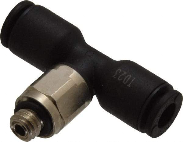 Legris - 5/32" OD, 10-32 UNF, Nylon/Nickel Plated Brass Push-to-Connect Male Branch Tee - 290 Max psi - Industrial Tool & Supply