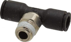 Legris - 1/4" OD, 1/8 NPT, Nylon/Nickel Plated Brass Push-to-Connect Male Branch Tee - 290 Max psi - Industrial Tool & Supply