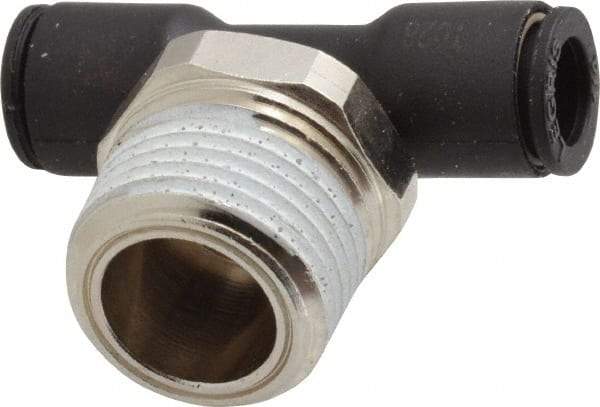 Legris - 1/4" OD, 3/8 NPT, Nylon/Nickel Plated Brass Push-to-Connect Male Branch Tee - 290 Max psi - Industrial Tool & Supply