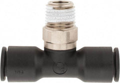 Legris - 3/8" OD, 1/4 NPT, Nylon/Nickel Plated Brass Push-to-Connect Male Branch Tee - 290 Max psi - Industrial Tool & Supply
