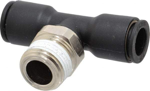 Legris - 3/8" OD, 3/8 NPT, Nylon/Nickel Plated Brass Push-to-Connect Male Branch Tee - 290 Max psi - Industrial Tool & Supply