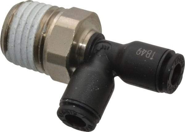 Legris - 5/32" OD, 1/4 NPT, Nylon/Nickel Plated Brass Push-to-Connect Male Run Tee - 290 Max psi - Industrial Tool & Supply