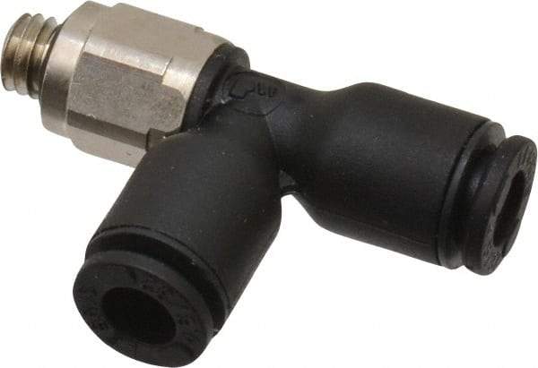 Legris - 5/32" OD, 10-32 UNF, Nylon/Nickel Plated Brass Push-to-Connect Male Run Tee - 290 Max psi - Industrial Tool & Supply