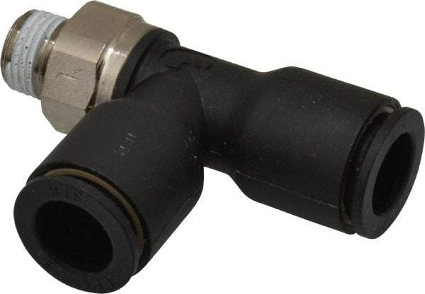 Legris - 3/8" OD, 1/8 NPT, Nylon/Nickel Plated Brass Push-to-Connect Male Run Tee - 290 Max psi - Industrial Tool & Supply