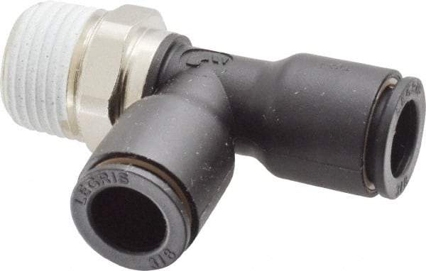 Legris - 3/8" OD, 3/8 NPT, Nylon/Nickel Plated Brass Push-to-Connect Male Run Tee - 290 Max psi - Industrial Tool & Supply