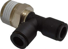 Legris - 3/8" OD, 1/2 NPT, Nylon/Nickel Plated Brass Push-to-Connect Male Run Tee - 290 Max psi - Industrial Tool & Supply