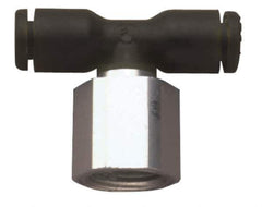 Legris - 5/32" OD, 1/4 NPT, Nylon/Nickel Plated Brass Push-to-Connect Female Branch Tee - 290 Max psi - Industrial Tool & Supply