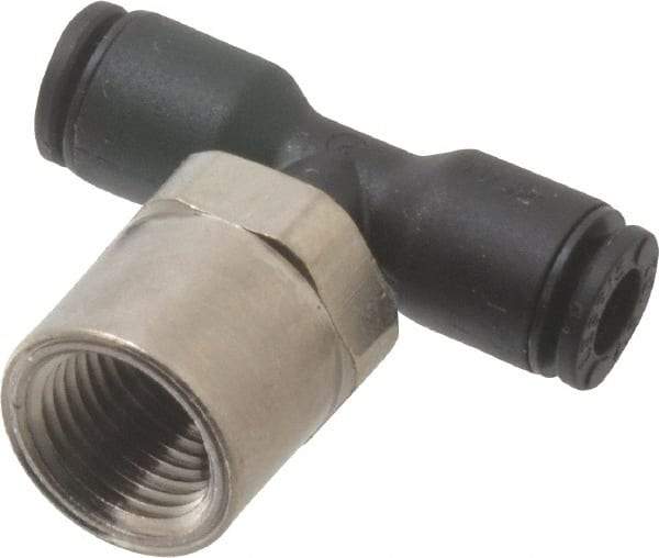 Legris - 5/32" OD, 1/8 NPT, Nylon/Nickel Plated Brass Push-to-Connect Female Branch Tee - 290 Max psi - Industrial Tool & Supply