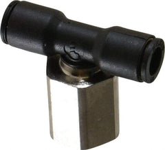 Legris - 1/4" OD, 1/4 NPT, Nylon/Nickel Plated Brass Push-to-Connect Female Branch Tee - 290 Max psi - Industrial Tool & Supply