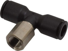 Legris - 5/16" OD, 1/8 NPT, Nylon/Nickel Plated Brass Push-to-Connect Female Branch Tee - 290 Max psi - Industrial Tool & Supply