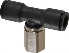Legris - 3/8" OD, 1/4 NPT, Nylon/Nickel Plated Brass Push-to-Connect Female Branch Tee - 290 Max psi - Industrial Tool & Supply