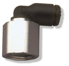 Legris - 5/16" OD, 1/8 NPT, Nylon/Nickel Plated Brass Push-to-Connect Female Elbow - 290 Max psi - Industrial Tool & Supply