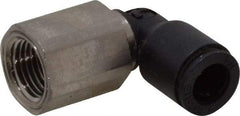 Legris - 1/4" OD, 1/8 NPT, Nylon/Nickel Plated Brass Push-to-Connect Female Elbow - 290 Max psi - Industrial Tool & Supply
