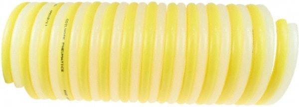 Coilhose Pneumatics - 1/2" ID, 50' Long, Yellow & Natural Nylon Coiled & Self Storing Hose - 170 Max psi, No Fittings - Industrial Tool & Supply