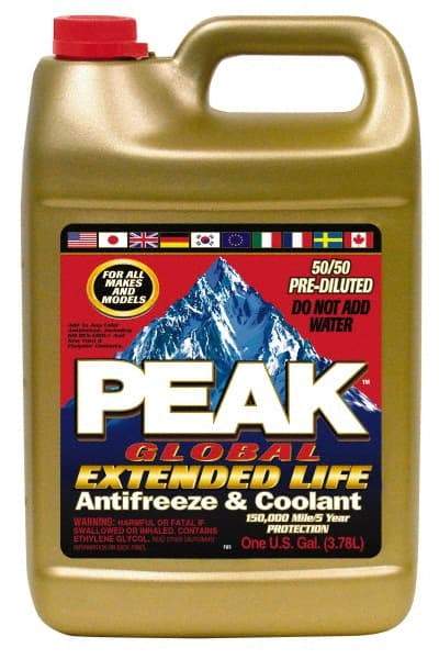 Peak - 1 Gal Extended Life Premixed Antifreeze & Coolant - Ethylene Glycol, Organic Acid Inhibitor, De-Ionized Water Composition - Industrial Tool & Supply