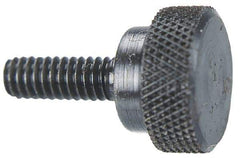 Morton Machine Works - #10-32 Knurled Shoulder Grade C-12L14 Steel Thumb Screw - 13/16" OAL, 1/2" Head Diam x 5/16" Head Height, Black Oxide Finish - Industrial Tool & Supply