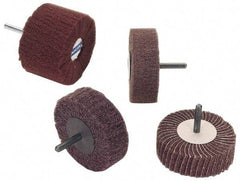 Norton - 2" Diam x 1" Face Width, Medium Aluminum Oxide Nonwoven & Coated Mounted Flap Wheel - 1/4" Shank Mount, 80 Grit, Interleaf, Cloth Backing, 12,000 Max RPM - Industrial Tool & Supply