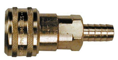 Coilhose Pneumatics - Lock-On Hose Barb Industrial Pneumatic Hose Coupler - Brass, 1/2" Body Diam, 1/2" Hose ID - Industrial Tool & Supply