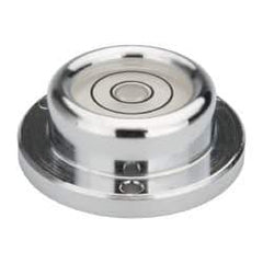 Geier & Bluhm, Inc. - 1-7/16 Inch Base Diameter x 0.52 Inch Overall Height, 2 Circles, Brass Bull's Eye Circular Level - 7.00mm Vial Diameter, 3/4 Inch Inner Diameter, 0.12 Inch Mounting Hole Diameter, 24 min Sensitivity, -40 to 165°F - Industrial Tool & Supply