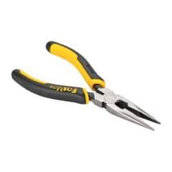Stanley - 6-1/2" OAL, 2" Jaw Length x 11/16" Jaw Width, Long Nose Side Cutting Pliers - Serrated Jaw, Standard Head, Bi-Material Cushion Grip Handles - Industrial Tool & Supply